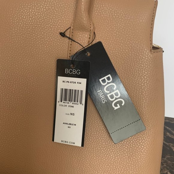 NWT Leather BCBG Satchel in Stone - Picture 2 of 7